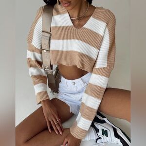 NWOT Princess Polly cropped striped sweater